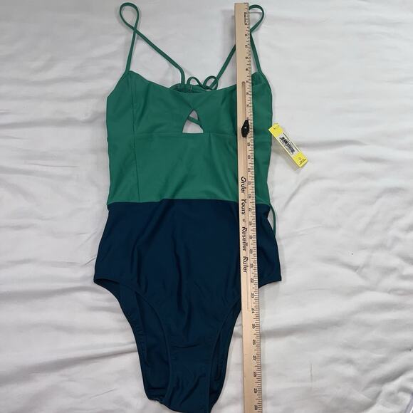 Summersalt THE SWAN DIVE Swimsuit Size 12 Great Teal Color block ONE PIECE NWT - Picture 6 of 14